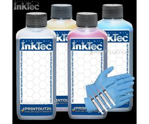 4x100ml Nachfüllflasche InkTec Tinte CISS für HP 82/11 BK C Y M DesignJet