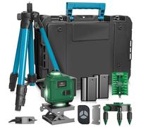 4x360° Livella Laser con Treppiede, 16 Linee Livella Laser Autolivellante Verde Professionale, Livello Laser con Modalità Impulsi, 2xBatterie, Telecomando, Display Digitale