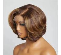4X4 Body Wave Chiusura Senza Colla 100% Capelli Umani Parrucche Frontali Ombre Brown Mix Blonde Water Wave C Part Short Bob Wig