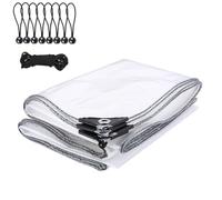 4x4m Telone Impermeabile Trasparente con occhielli,Plastica Teli Impermeabili Esterno occhiellato per Mobili da Giardino,Balcone,Piante Serra,Pet house,Pollaio