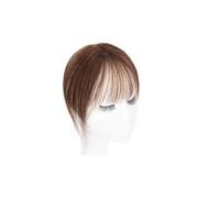 4x6 cm Fringe Air Bang Human Hair Topper Natural Hairline for Women Clip In Hairpieces 10 g Light Bangs 10"(Dark Brown)