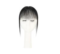 4x6 cm Fringe Air Bang Human Hair Topper Natural Hairline for Women Clip In Hairpieces 10 g Light Bangs 10"(Jet Black)