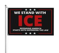 4x6 FT We Stand with Ice Flag Defending America Starts with Defending The Law Bandiere da giardino per esterni, cartelli decorativi per cortile a 3 strati e doppia faccia