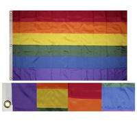 4x6 Ricamato Cucite Gay Pride Arcobaleno Sintetico Cotone Bandiera 4'x6' W/