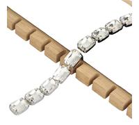 4x8/5x10mm Crystal Rhinestone Trim Chain Sliver Glass Applique Diy Sew On Wedding Dress(10x14mm Octagon)