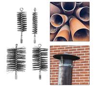 4xChimney Cleaning Brush Round Sweep Steel Wire for Fireplace Flue Pipe Rust Rod