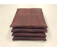 4xStuhlkissen Cuscino Viscosa 35x35cm Antiscivolo Vera Pelle Usata Vintage Braun
