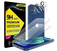 4youquality [4 in 1 pellicola protettiva per iPhone 12 con pellicola protettiva per obiettivo della fotocamera, pellicola in vetro temperato, confezione da 2, [LifetimeSupport] [resistente agli urti]