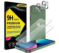 4youquality Pellicola protettiva 4 in 1 per iPhone 13 Mini con pellicola protettiva per obiettivo della fotocamera, pellicola in vetro temperato, confezione da 2 pezzi, [LifetimeSupport] [resistente