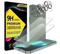 4youquality Pellicola protettiva 4 in 1 per iPhone 13 Pro con pellicola protettiva per obiettivo della fotocamera, pellicola in vetro temperato, confezione da 2 pezzi, resistente agli urti