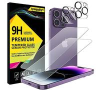 4youquality Pellicola protettiva 4 in 1 per iPhone 14 Pro Max con pellicola protettiva per obiettivo della fotocamera, pellicola in vetro temperato, confezione da 2 pezzi, [LifetimeSupport