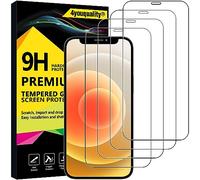4youquality Pellicola protettiva in vetro temperato per iPhone 12 e iPhone 12 Pro (6,1 pollici), supporto a vita, antigraffio, infrangibile, confezione da 4