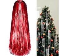 5.000/12.000 fili di ghiaccioli natalizi, 50 cm, decorazioni natalizie iridescenti color argento iridescente, frange, decorazione per tende (rosso, 5000)
