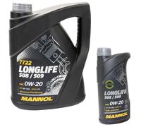 5 + 1 Litro Mannol Longlife 508 00 509 00 VW 0W20 Olio Opel C5 dexos1 MB 229.71