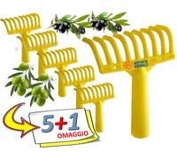 5 + 1 → RASTRELLI in PLASTICA a 9 DENTI per RACCOLTA OLIVE con Foro per Manico