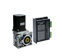 5:1 to 80:1 Worm Reducer RV030 Worm Gearbox Speed Reducer with Nema 23 stepper electronic starter 2.2NM DM542 driver for cnc milling machine NWPNLXEA(Ratio15)