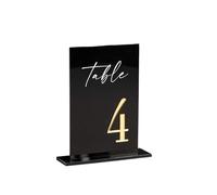 5/10/15/20 pezzi nomi di tavoli forma quadrata numeri nozze neri con supporti decorazioni for eventi segni 3D Per Ricevimento(Gold on black,Table 1-5)