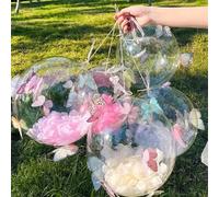 5/10/15 pezzi/set di palloncini bobo trasparenti a forma di farfalla colorata 3D con petali di rosa, adatti per feste di compleanno, matrimoni, anniversari, San Valentino, decorazioni e fotografia all