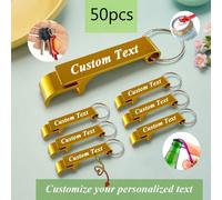 5/10/20/50 pezzi Apribottiglie in alluminio personalizzato con testo e logo inciso, portachiavi multifunzione pratico, regalo promozionale personalizzato per bevande, adatto per matrimoni, eventi azie