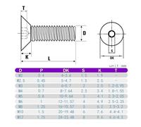 5/10/20/50 Pezzi In Acciaio Inox A Testa Svasata Con Esagono Incassato Viti Bullone Filettatura Macchina Viti Metalliche M3 M4 M5 M6 M8 M10(90mm,M5 (20pcs))