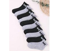 5/10/20 Paia di Calzini alla Caviglia Colore Casuale, Design Tono Nero e Bianco di Base, Calzini Stile Sportivo & Casual per Ragazzi, Uso Quotidiano Studenti e Ritorno a Scuola 1-3Y,12-16Y,3-8Y,9-11 a