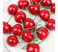 5/10/20 pezzi di ciliegie simulate, realizzate in plastica. Questi frutti artificiali di ciliegie sono display di frutta finta per decorazioni da tavolo per casa, cucina e feste. Ci sono anche ciliegi