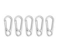 5/10/20 pezzi Mini portachiavi con moschettone - Moschettoni a molla in lega con anello a D for campeggio all'aperto e uso quotidiano(Silver,5PCS)