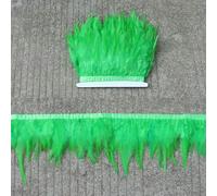 5 10 metri di nastro di piume di gallo da 8 a 13 cm, piume di pollo colorate da 3 a 5 pollici, frange di piume di fagiano da sella - verde - 10 metri
