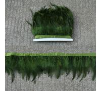 5 10 metri di nastro di piume di gallo da 8 a 13 cm, piume di pollo colorate da 3 a 5 pollici, frange di piume di fagiano da sella - verde militare - 10 metri