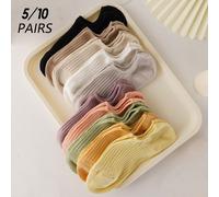 5/10 paia di calzini da donna colorati e carini, dai colori dell'arcobaleno/caramelle, versatili con tomaia bassa, adatti per l'estate, calzini alla caviglia/da barca, calzini fashion invisibili 1 pai