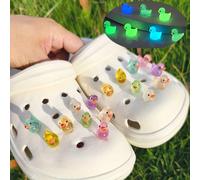 5/10 pezzi Accessori per zoccoli fluorescenti, accessori decorativi 3D rimovibili a forma di anatra carini e luminosi dopo aver assorbito la luce, pulsanti decorativi fluorescenti per scarpe da spiagg