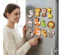 5/10 pezzi Calamite da frigorifero a forma di animali, Calamite da frigorifero creative, Decorazioni per frigorifero, Adesivi per frigorifero inclusi elefante, tigre, leone, scimmia, giraffa e altri a