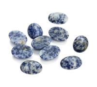 5/10 pezzi/confezione cabochon in pietra naturale ovale agata lapislazzuli occhio di tigre perline sciolte con retro piatto, distanziatori cabochon per la creazione di gioielli - punto blu - 18x25 m