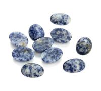 5/10 pezzi/confezione cabochon in pietra naturale ovale agata lapislazzuli occhio di tigre perline sciolte con retro piatto, distanziatori cabochon per la creazione di gioielli - punto blu - 13X18 m