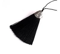 5/10 Pezzi Nappe Fatte A Mano Setose Con Cappuccio In Argento Antico Nappe Di Colori Misti Artigianato Fai-da-te Segnalibro Nappa Accessori Per La Creazione Di Gioielli-10PCS,20 Nero