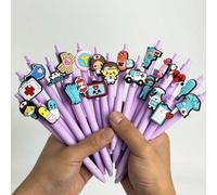 5/10 pezzi Penne a sfera retrattili di colore viola chiaro, design minimalista e carino a tema medico/infermieristico/dottore, design campus per il ritorno a scuola, serie medica, penne neutre a scatt