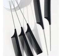 5/10 pezzi Pettine per bambini in fibra di carbonio antistatica con ago in acciaio, design a lunga coda, con scala, set di pettini a coda di ratto con scala nera, pettine a coda di ratto in acciaio lu