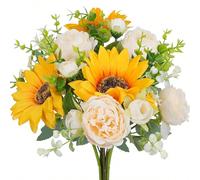 5/10 pezzi profumo di peonia artificiale in seta, girasole, foglie di eucalipto, rosa finta, adatto per autunno, matrimonio, casa, decorazione ristorante, vacanze, forniture per feste di compleanno, d