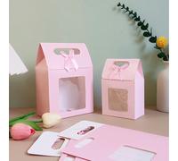 5/10 pezzi Scatole regalo rosa con fiocco, scatole regalo bianche con finestra trasparente, adatte per addio al nubilato, feste di compleanno, regali per il ritorno a scuola, regali per piccole impres