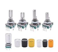 5/10 pz 360 Encoder Rotativo Manopola Interruttore di Pulsante EC11 20 Posizione Potenziometro Digitale Incrementale 15/20mm Plum Metà Albero(Plum Handle Black,5pcs)