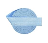 5 10 Yard Solid Shiny Fold Over Elastic 3/4" 20mm Spandex Satin Band Headband Underwear Dress DIY Cucito Trim-Placid Blue-10 Yards