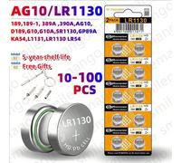 5-100pezzi 1.55V AG10 LR1130 SR54 389 189 SR1130 D189 LR54 Batterie Alcaline a bottone G10A SR1130SW Cellula Moneta Orologio Giocattoli Batteria a distanza 10 PZ LR1130(GF)KN,20 PZ LR1130(GF)KN,30 PZ