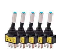 5/10pcs 12mm Auto Car LED Illuminated Toggle Switch ASW-15D SPST 2 Position 3pin ON OFF 12V 24V DC Red Green Blue Yellow White(Blue LED,5PCS_12V)