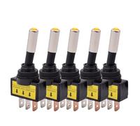 5/10pcs 12mm Auto Car LED Illuminated Toggle Switch ASW-15D SPST 2 Position 3pin ON OFF 12V 24V DC Red Green Blue Yellow White(Yellow LED,5PCS_12V)