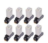 5/10sets AC 220V DC12V H3Y-2 On Delay Time Relay 8 Pin 0-30 Second 0-60 Minute 0-60s 0-60min Timer Timing Relay with Base Socket(220V AC,0-30 Minutes 5 Sets)