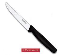 5.1233 VICTORINOX COLTELLO BISTECCA ONDULATO SEGHETTATO A PUNTA CON MANICO NERO
