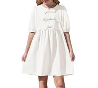 5-14 Anni Vestito Bambina Maniche Corte Elegante Abito Estivo A-Line con Tasca Abito Principessa per Ragazza Abiti da Sposa per Feste Completi Scolastici Abbigliamento Bambine