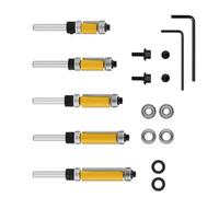 5/15Pcs 1/4 "Cuscinetto Modello Trim Mortasatrice Router Bit Estremità Dritta Fresa Trimmer Pulizia Flush Trim Cutter Strumento Installazione Legno Router Bit Tool