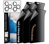 [5+2] TUFF STONE [5 MattePrivacy flessibile vetro ibrido + 2 lenti protecotr] compatibile con iPhone 15 Pro 5G 2023 pellicola protettiva [perfetta per schermo intero] durezza 9H infrangibile super