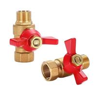 5/20/100pcs Brass Ball Valve Air Compressor Water Gas Oil Shut Off Valve 1/8" 1/4" 3/8" 1/2" BSP Threaded Mini Male To Female(5 PCS_RED_MALE)